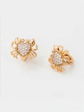 Crab Heart Hoop Earrings |18K Gold Plated Zircon Heart Minimalist Jewelry